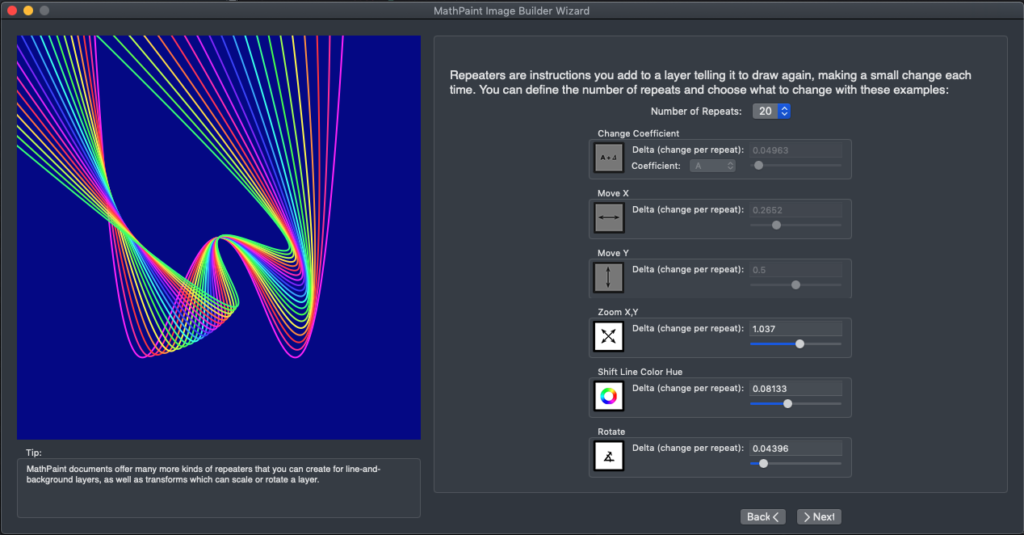 screen shot of image builder wizard in MathPaint