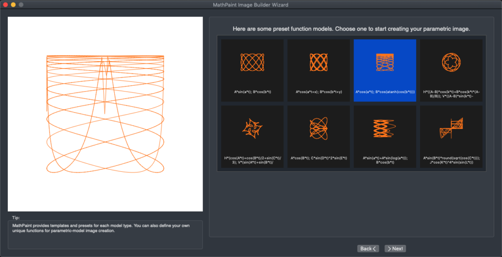 screen shot of image builder wizard in MathPaint