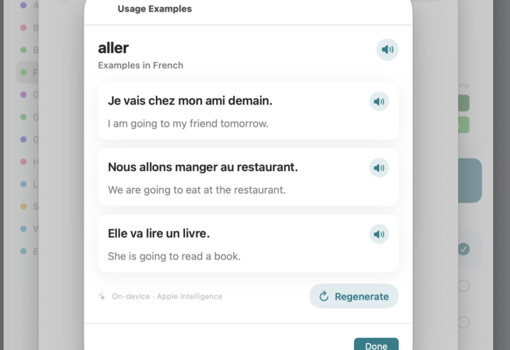 See the word at work: usage examples in Lexolotl